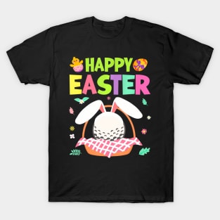 Flowers Golf Bunny In Egg Basket  Easter Day Player T-Shirt